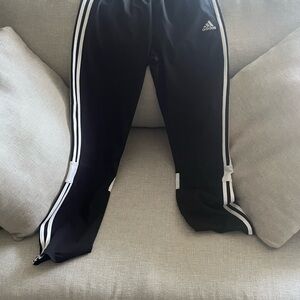 Adidas Kids Black Joggers with White Stripes